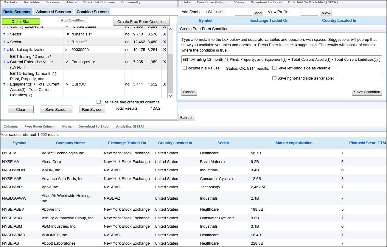 Magic Formula Screen